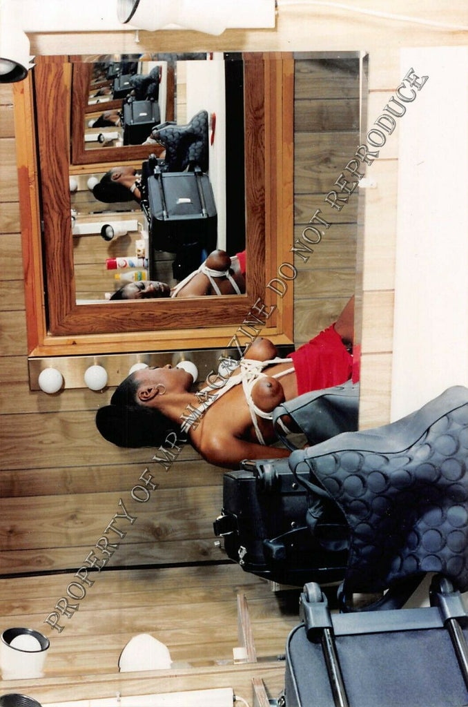 Adult Color Photo 4x6 Bondage Sexy Big Nipple Ebony Bound Dominated Tied Up 10FQ
