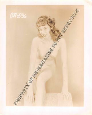 Adult Vintage B&W Photo 4x5 Beautiful Brunette Posing Nude Seductive Sexy 115HP