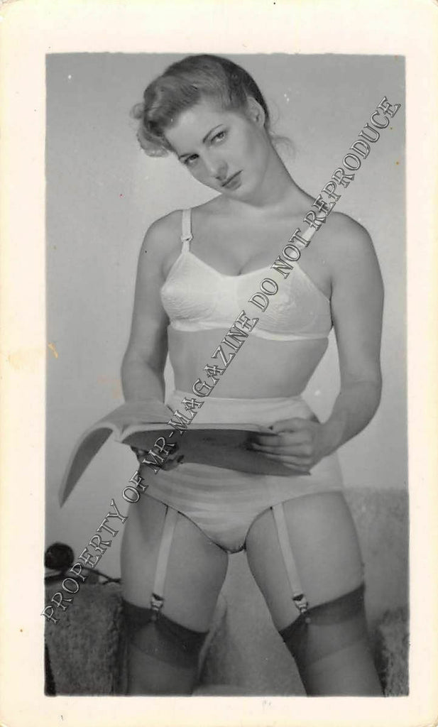 Adult Vintage 1950s B&W Photo 2.5x4 Brunette Pin Up Undressing Lingerie 6FG