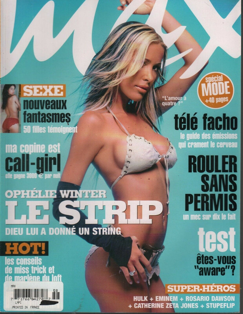 Max Max French Magazine Mars 2003 Ophelie Winter Eminem Rosario Dawson 091919AME - New