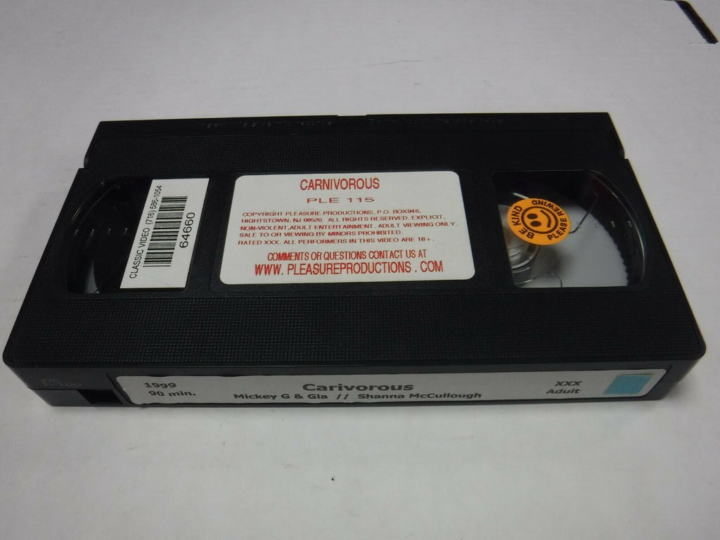 Carnivorous Mickey G Gia Shanna McCullough 1999 90 Min Adult VHS 123118AMP