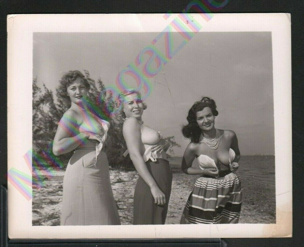 Vintage B&W Risque Pinup 4" x 5" Sexy Brunettes and Blonde Cheesecake AU37