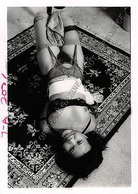 Adult 1990s B&W Photo 5x7 Bondage Beautiful Brunette Bound Tied Up 82NG