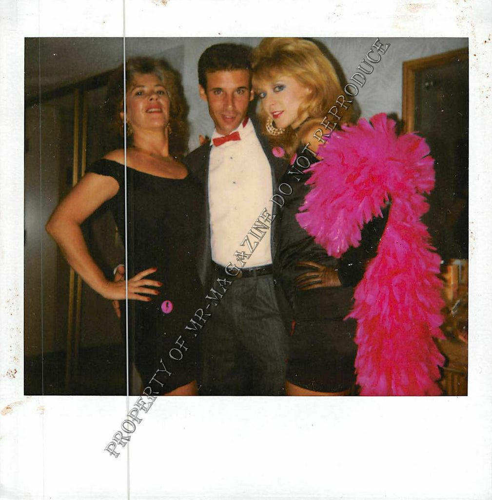 Nina Hartley One of a Kind Polaroid Photo 1990s Posing with Fan & Friend 32Fi