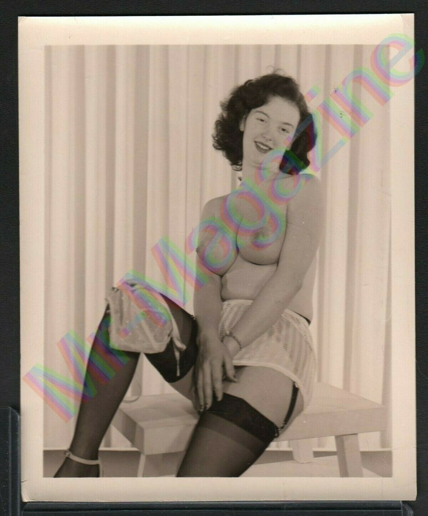 Vintage B&W Risque Pinup 4" x 5" Sexy Brunette Cheesecake AY64