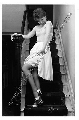 1950s Pin-Up B&W Risque Photo 6.5"x4" Beautiful Brunette Showing Underwear 45FC