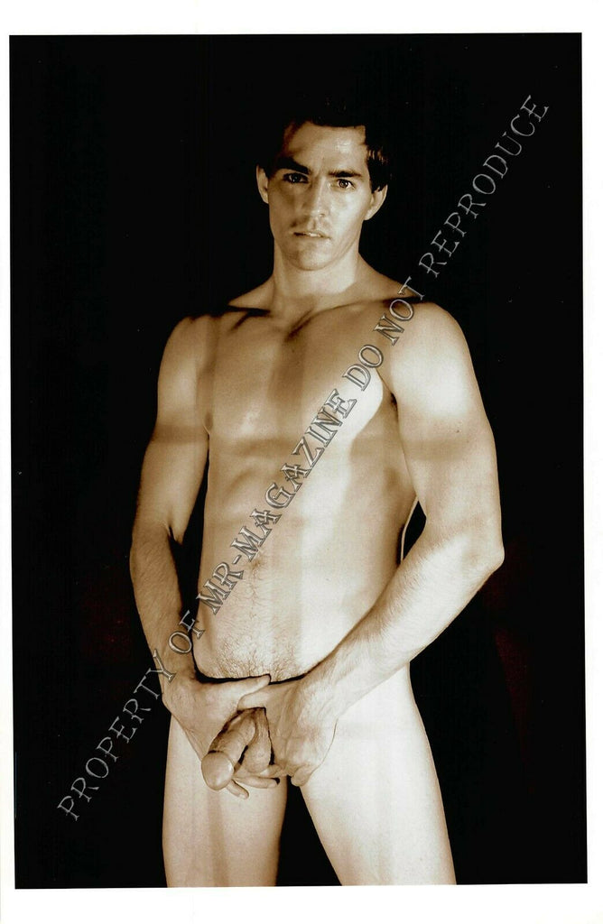 1990s Gay Male 5.5x8.5 Photo Hunky Nude Guy Holding his Thick Dick 78FL