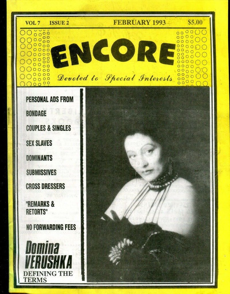 Encore Fetish Contacts Magazine Domina Verushka February 1993 112618lm-ep