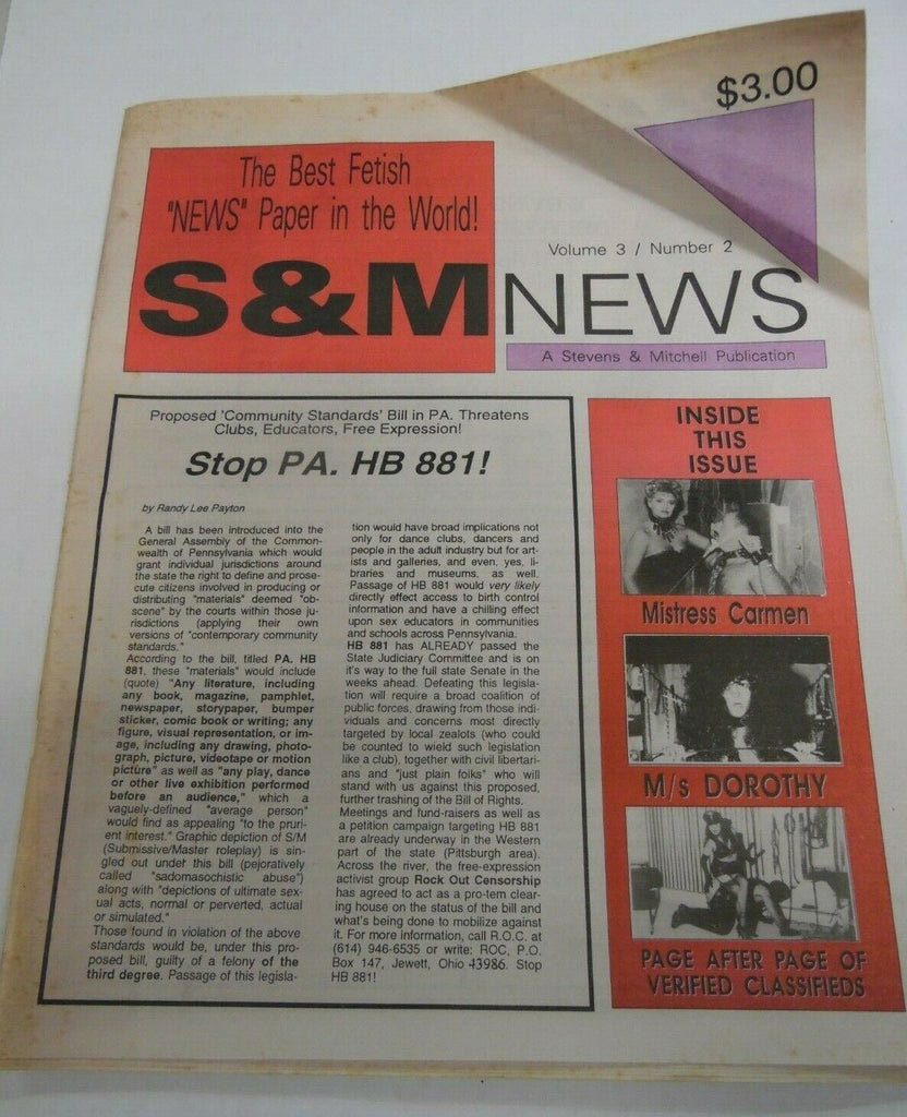 S & M News Newspaper Mistress Carmen vol.3 #2 1994 122119lm-ep