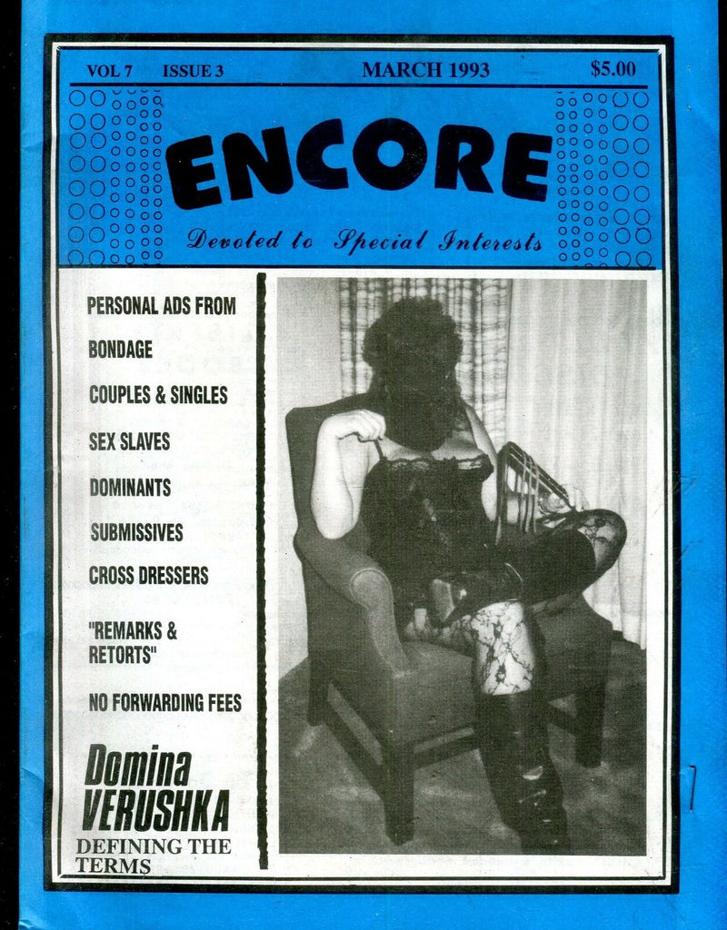 Encore Fetish Contacts Magazine Domina Verushka March 1993 112618lm-ep