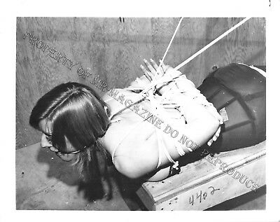 Adult Photo Vintage B&W 4x5 Bondage Beautiful Brunette Bound Dominated 315XU