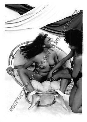 Adult Vintage B&W Photo 5x7 Bondage Sexy Ebony Lesbian Bound & Tickled 187HO