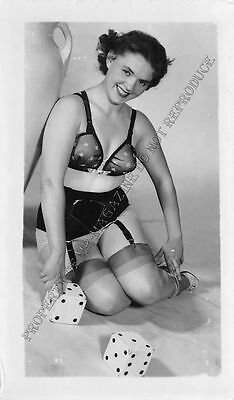 Adult B&W Photo 1940s/50s 2.5x4 Beautiful Brunette Seductive in Lingerie 148MH