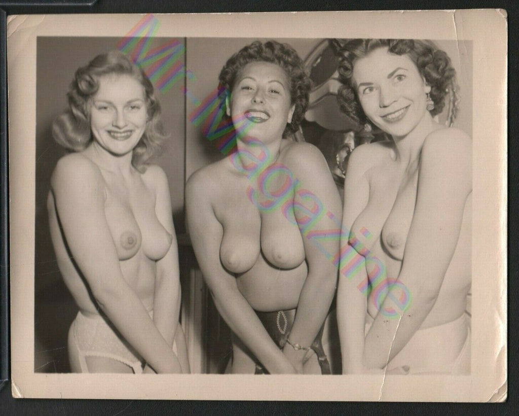 Vintage B&W Risque Pinup 4" x 5" Three Sexy Ladies Cheesecake BI8