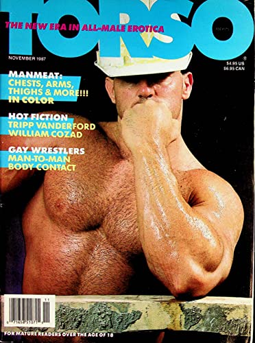 Torso Gay Men's Magazine Gay Wrestlers, Manmeat, Hot Fiction November 1987