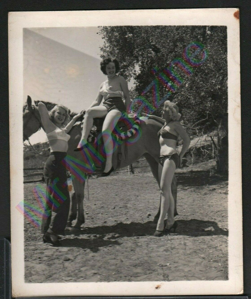 Vintage B&W Risque Pinup 4" x 5" Three Sexy Ladies Cheesecake BI39