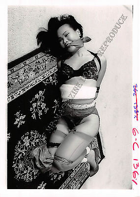 Adult 1990s B&W Photo 5x7 Bondage Beautiful Brunette Bound Tied Up 83NG