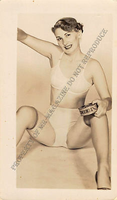 Adult B&W Photo 1940s/50s 2.5x4 Beautiful Brunette Seductive in Lingerie 156MH