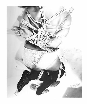 Adult Photo Vintage B&W 4x5 Bondage Beautiful Brunette Bound Dominated 33XU