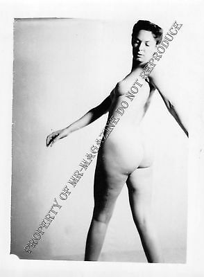 Adult Vintage B&W Photo 3x4.5 Beautiful Brunette Showing Off Body Nude 99HV