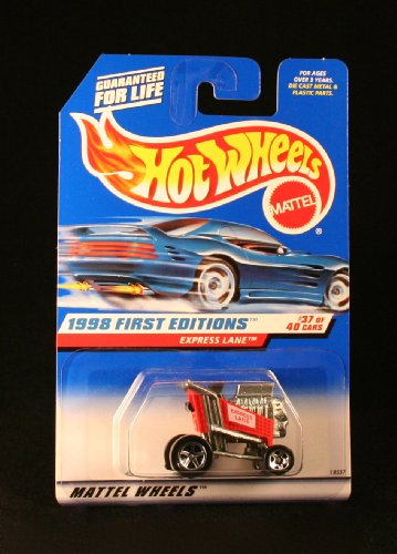Hot Wheels 1998 - Mattel Express Lane (Red Racing Shopping Kart) - 1998 First Editions #37 of 40 Cars - 1:64 Scale Die Cast Metal - MOC - Limited Edition - OOP - Collectible