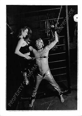 Adult 1990s B&W Photo 5x7 Bondage Beautiful Brunette Whipping Bound Man 4NA
