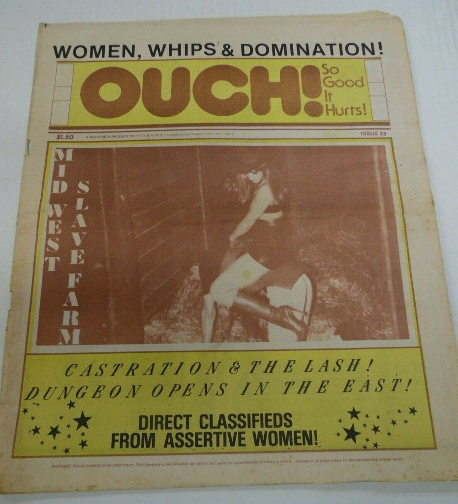 Ouch Fetish Newspaper Women, Whips& Domination #20 1980's 121419lm-ep2