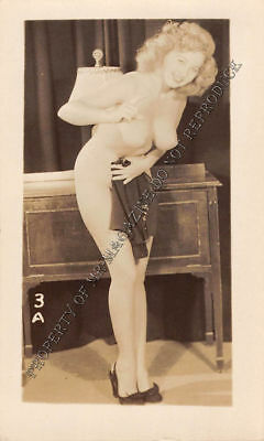 Adult Vintage B&W Photo 2.5x4 Beautiful Blonde Showing Off Body Nude 123HV