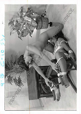 Adult 1990s B&W Photo 5x7 Bondage Lesbian Asian Tied in Chair & Dominated 107MZ