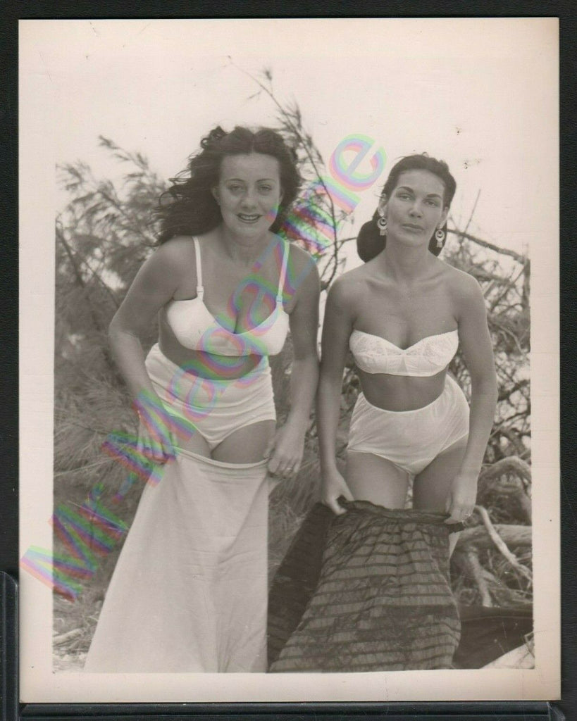 Vintage B&W Risque Pinup 4" x 5" Two Sexy Brunettes Beautiful Cheesecake BC63