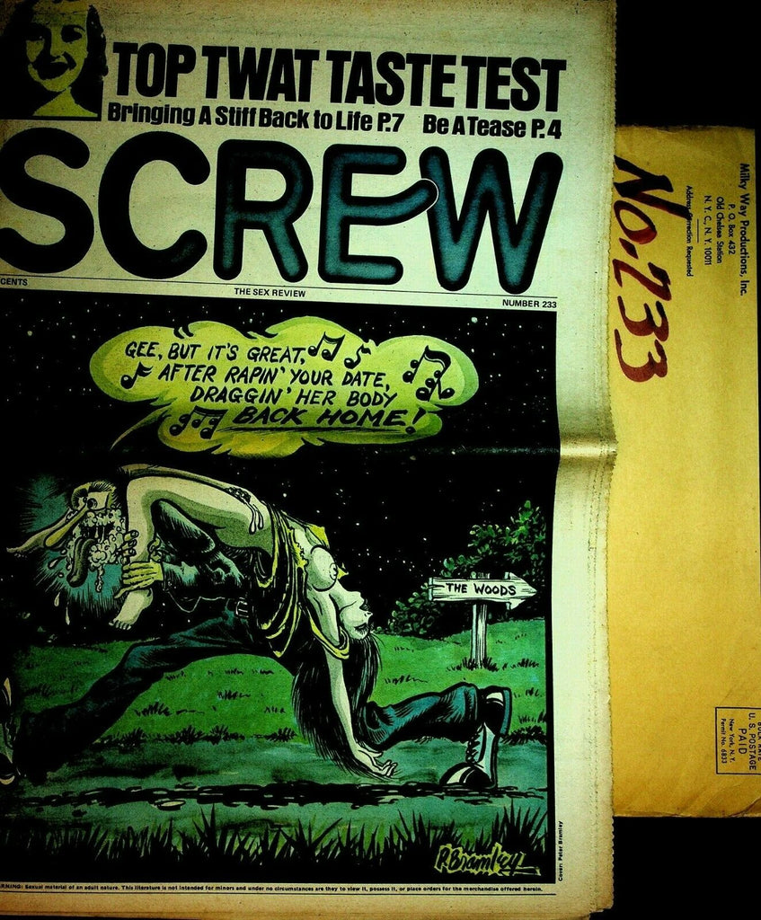 Screw Newspaper Top Twat Taste Test #233 August 20, 1973 062420lm-ep