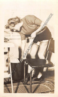 Adult Vintage B&W Photo 2.5x4 Sexy Pin Up Lesbians Undressing Strip Tease 135HR