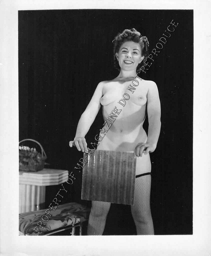 Adult Vintage 1950s B&W Photo 4x5 Sexy Brunette Nude Showing Tits PinUp 162FE