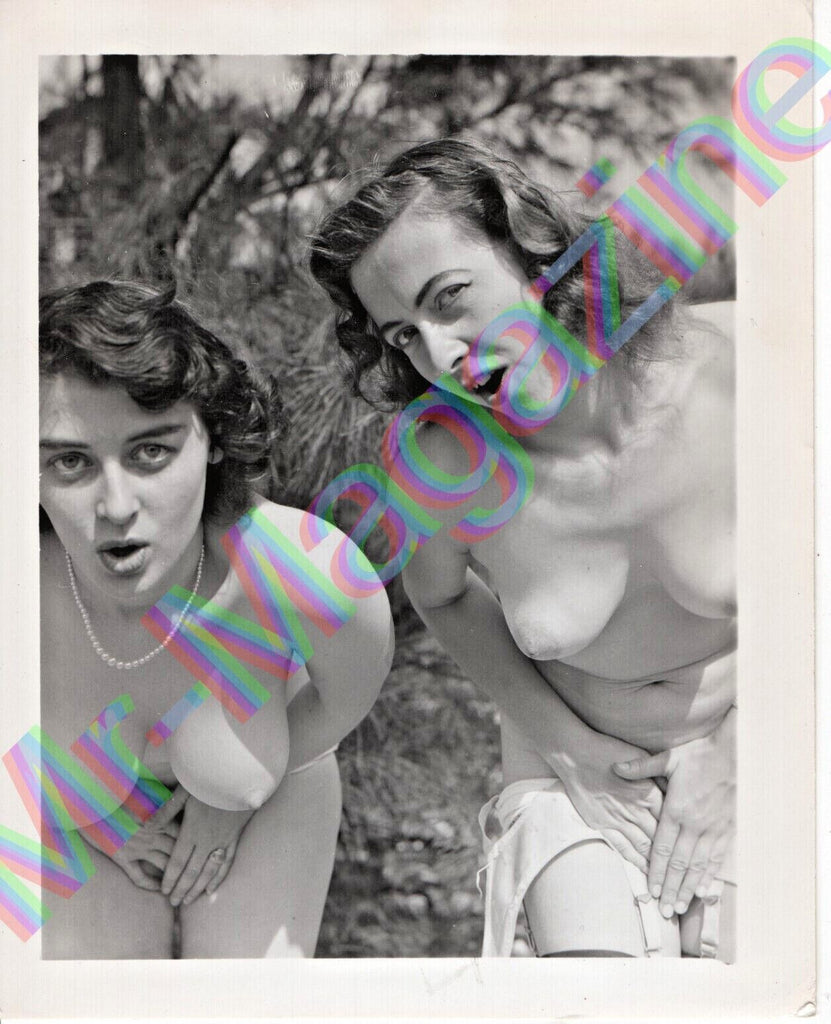Vintage B&W Risque Pinup 4"x5" Two Sexy Brunettes Cheesecake BL13