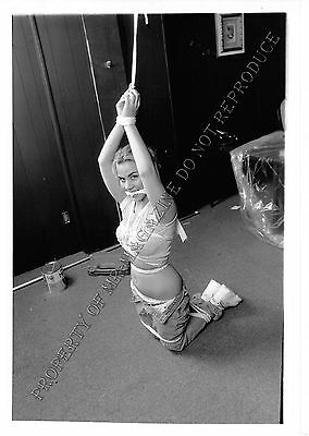 Adult 1990s B&W Photo 5x7 Bondage Beautiful Blonde Bound with Rope 296MY