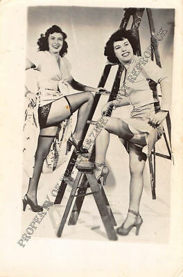 Adult Vintage B&W Photo 2.5x4 Sexy Pin Up Lesbians Undressing Strip Tease 16HR