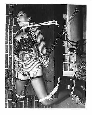 Vintage Adult B&W Photo 4x5 Bondage Beautiful Brunette Tied Up on Table 78MD