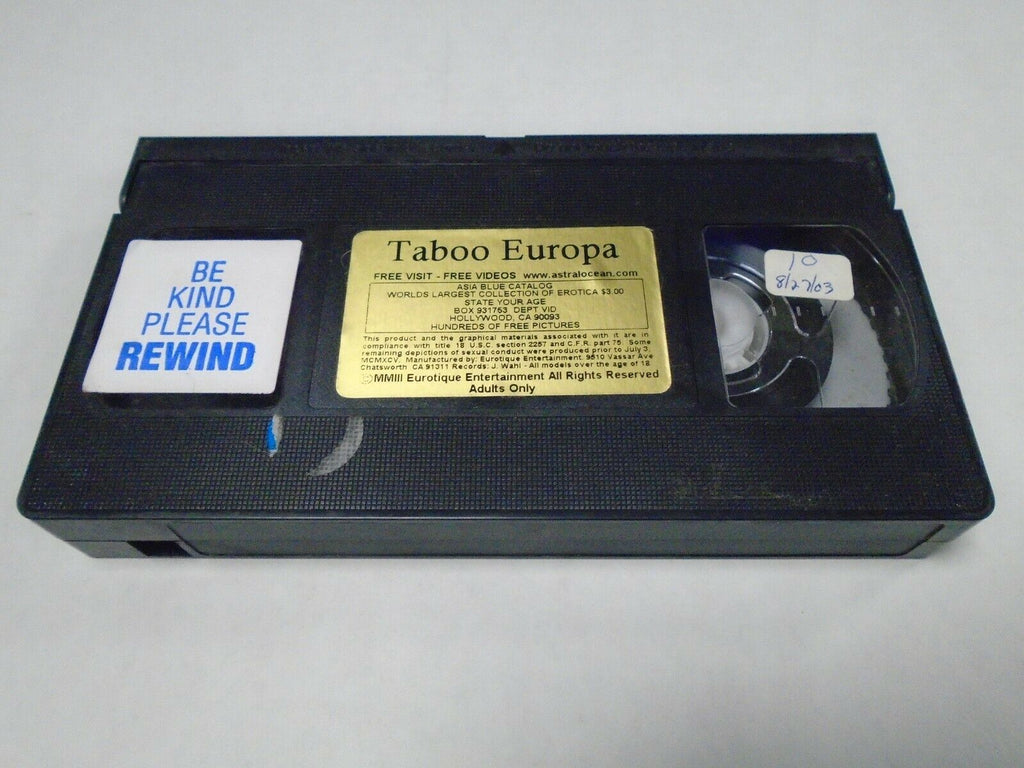 Taboo Europa Eurotique Entertainment Adult VHS 031119AMP2