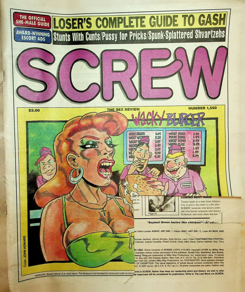 Screw Newspaper Loser's Guide To Gash #1550 November 16, 1998 022820lm-ep