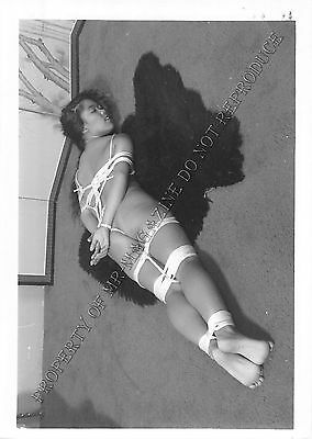 Adult 1990s B&W Photo 5x7 Bondage Beautiful Asian Tied Up with Rope 77JV