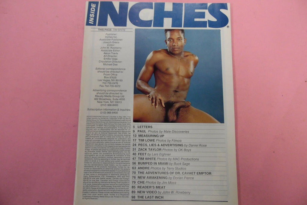 Inches Gay Magazine Tim Lowe vol.7 #3 May 1991 011217lm-ep
