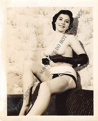 Adult Vintage B&W Photo 4x5 Beautiful Brunette Posing Undressing Sexy Nude 89HP