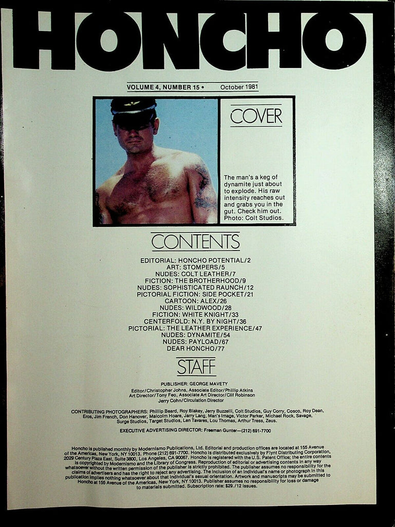 Honcho Gay Magazine Readers Copy October 1981 031720lm-ep