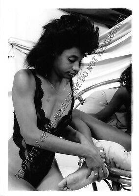 Adult Vintage B&W Photo 5x7 Bondage Sexy Ebony Lesbian Bound & Tickled 193HO