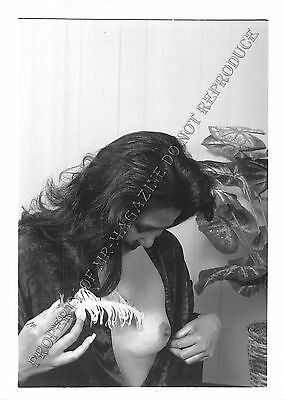 Adult Photo 1990s B&W 5x7 Oriental Asian Woman Tied Tickled w/ Feather12 92BY