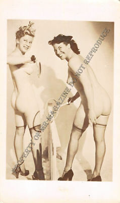 Adult Vintage B&W Photo 2.5x4 Sexy Pin Up Lesbians Undressing Strip Tease 23HR