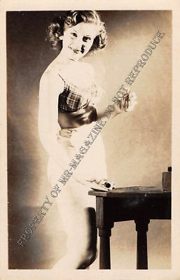 Adult Vintage B&W Photo 2.5x4 Sexy Pin Up Lesbians Undressing Strip Tease 105HR
