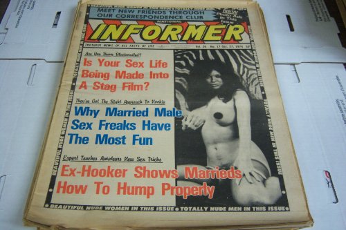 National Informer Adult Magazine "Is Your Sex Life Being Made Into a Stag Film?" Vol.26 #17 October 27, 1974