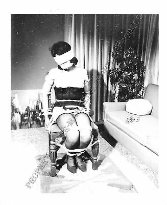 Adult Photo Vintage B&W 4x5 Bondage Beautiful Brunette Bound Dominated 276XU