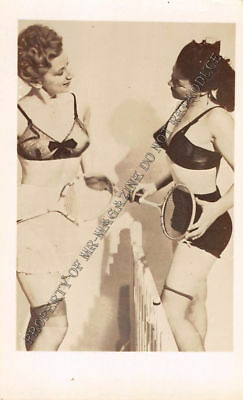 Adult Vintage B&W Photo 2.5x4 Sexy Pin Up Lesbians Undressing Strip Tease 2HR